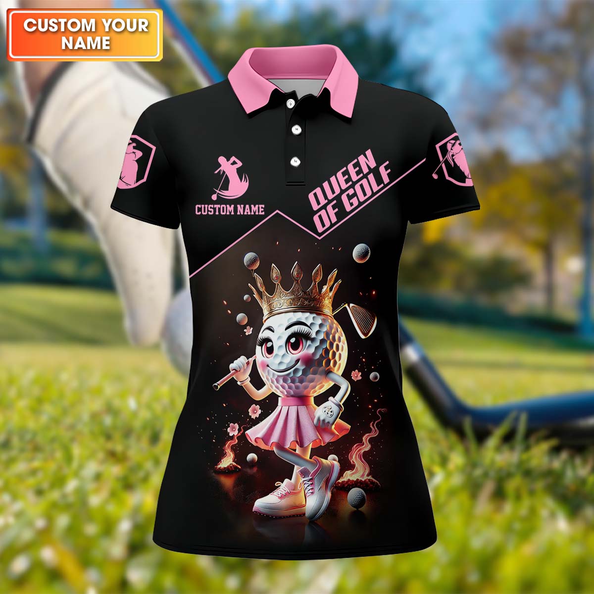 Queen Of Golf Custom Womens Golf Polo Shirt, Golfing Apparel, Womens Golf Gifts