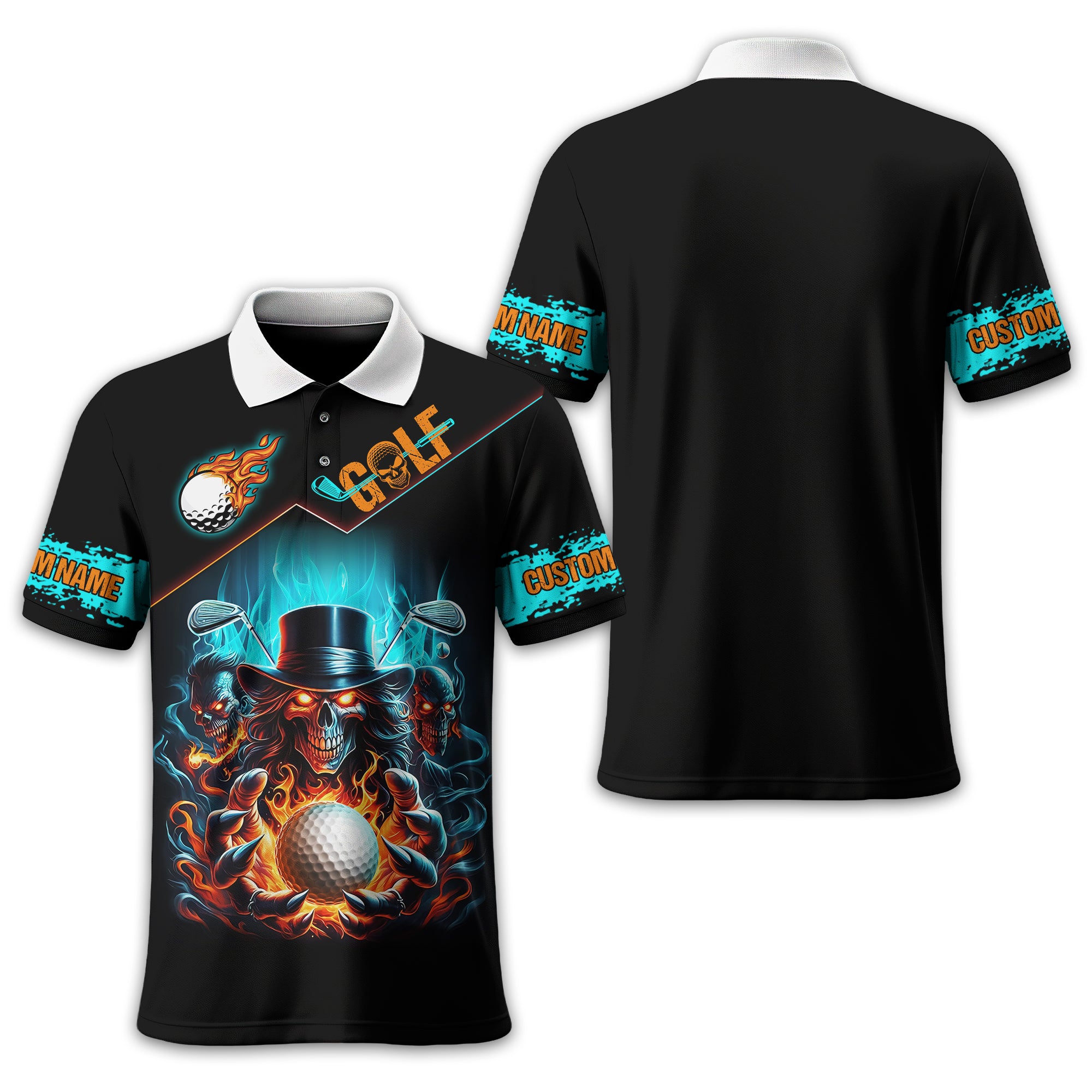 Skull Magician Custom Golf Polo Shirts, Gift For Golfers, Golf Gift Ideas