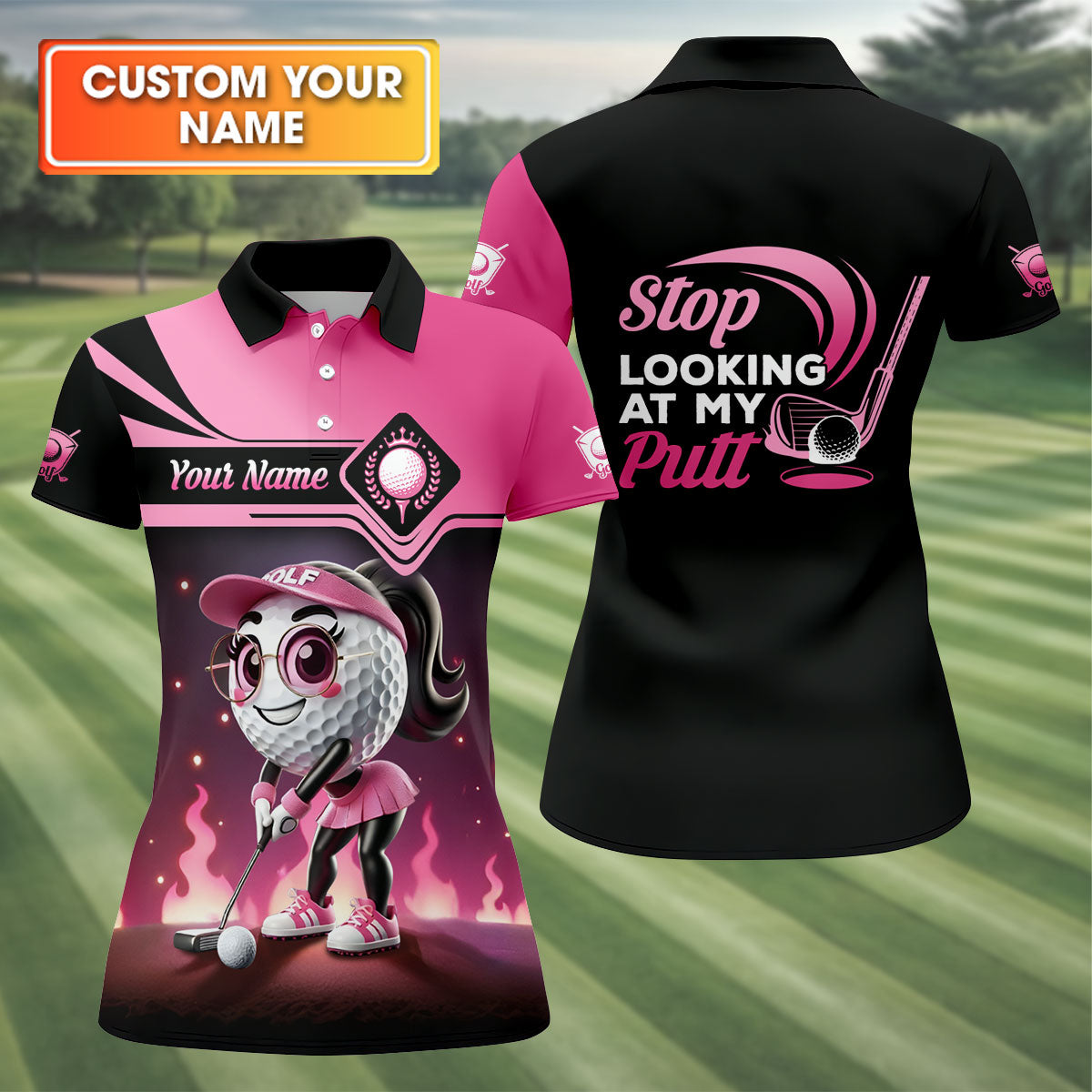 Stop Looking At My Putt Personalized Golf Polo Shirt, Womens Golf Gifts, Mothers Day Gifts