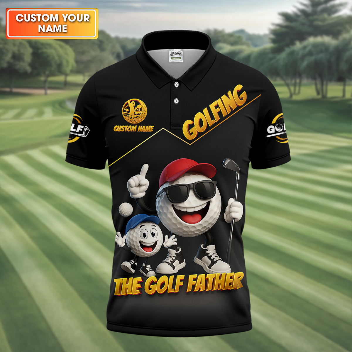 The Golf Father Custom Men's Golf Polo Shirt, Dad Golf Gift, Father's Day Shirts