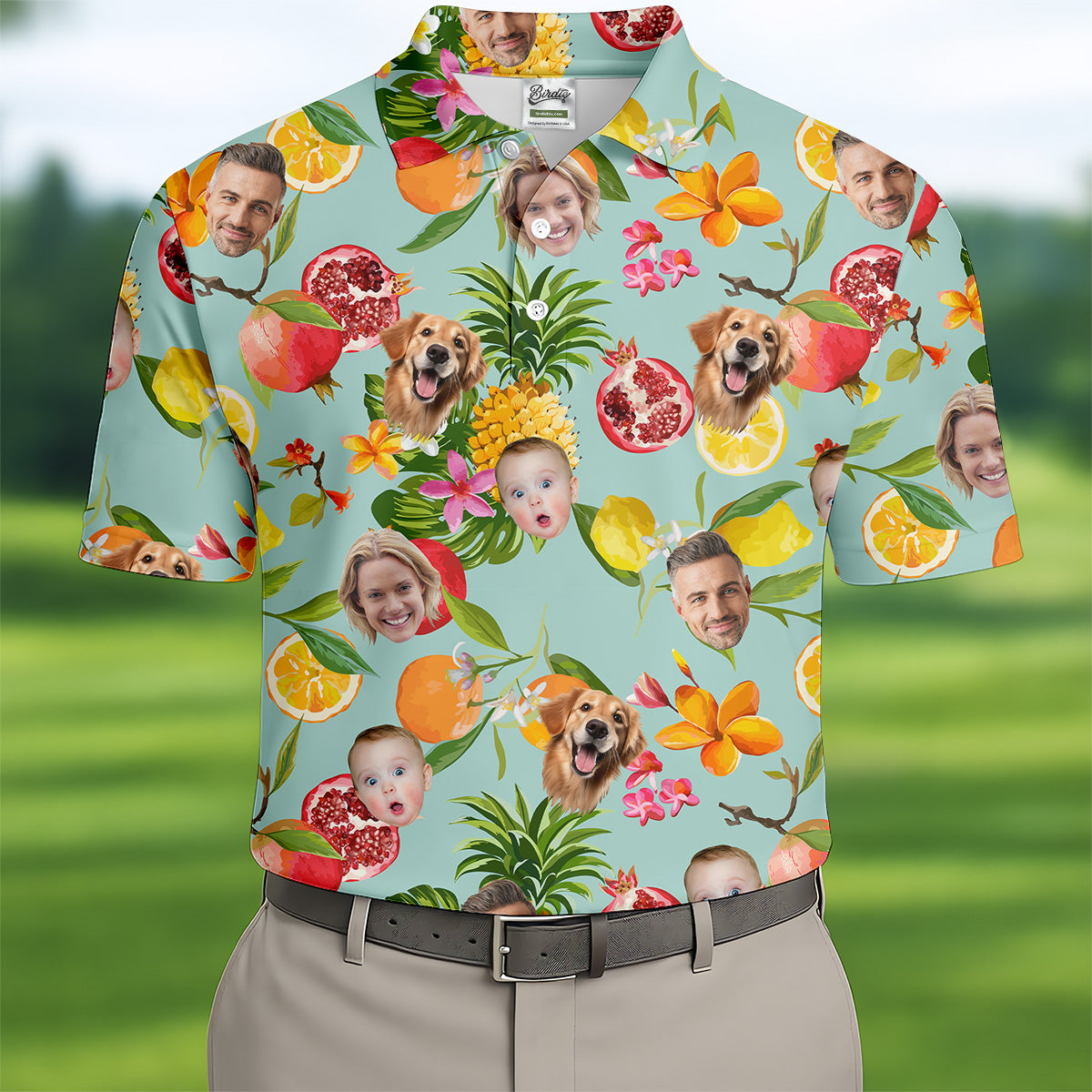 Tropical Fruit Funny Hawaiian Shirt, Vintage Aloha Shirts, Custom Face Shirt, Best Gifts For Men Golfers