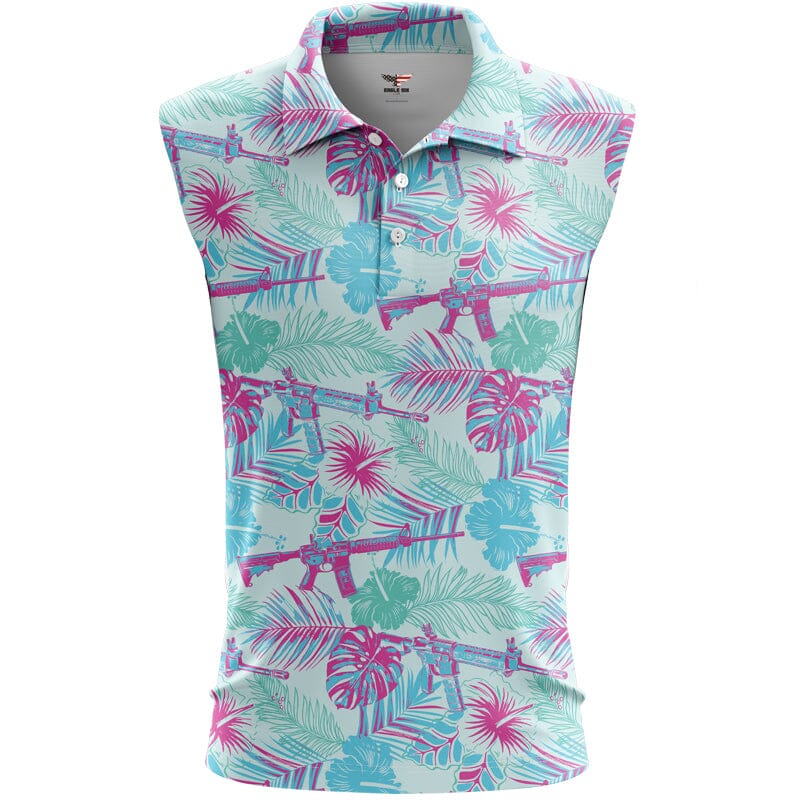 Tropical Vibe Women's Sleeveless Golf Polo Shirt, Mothers Day Gift, Women Golf Gifts